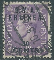 1948-49 OCCUPAZIONE BRITANNICA ERITREA BMA USATO 30 CENT  - RF34-6 - Eritrea