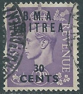 1948-49 OCCUPAZIONE BRITANNICA ERITREA BMA USATO 30 CENT  - RF34-7 - Eritrée