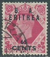 1950 OCCUPAZIONE BRITANNICA ERITREA BA USATO 65 CENT  - RF34-7 - Eritrée