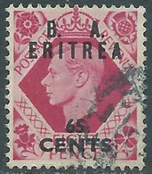 1950 OCCUPAZIONE BRITANNICA ERITREA BA USATO 65 CENT  - RF34-8 - Eritrée