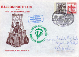 BRD, 1981, Sonderumschlag Tag Der Briefmarke Ballonpost Bochum Mit SST [300722KIV] - Sobres Privados - Usados