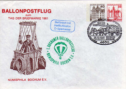 BRD, 1981, Sonderumschlag Tag Der Briefmarke Ballonpost Bochum Mit SST [300722KIV] - Private Covers - Used