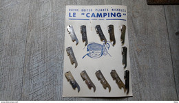 Plaque 12 Ouvre-boîte Pliants Nickelés De Marque Le Camping Décoration Cuisine Scout Publicité - Bottle Openers