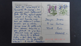 CP Pour La FRANCE TP FLEURS 10 00 + 9 99 OBL.MEC.25 8 1989 REYKJAVIK - Lettres & Documents