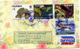 1992 Busta AIRMAIL Philippines, Filippine, Da Manila,per LONIGO, Animals, Fauna, WWF, Olympiad - Philippines