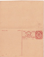 HYDERABAD STATE-6p-REPLY POST CARD WITH ONE OVPT "OFFICIAL" IN URDU- MINT-INDIA-D5-110 - Hyderabad