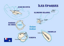 Scattered Islands Map Iles Eparses New Postcard * Carte Geographique * Landkarte - TAAF : Franz. Süd- Und Antarktisgebiete
