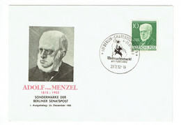 Berlin 1952 Menzel Art Painting FDC (712) - Briefe U. Dokumente