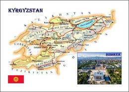 Kyrgyzstan Country Map New Postcard * Carte Geographique * Landkarte - Kyrgyzstan