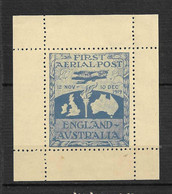 FIRST AERIAL.POST " EGLAND  AUSTRALIA "1919 - Erinnofilia