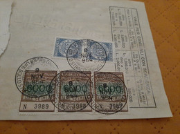 CAMBIALE CON 3 MARCHE DA LIRE 6000 + COPPIA LIRE 600-1954 - Steuermarken