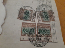 CAMBIALE CON 4 MARCHE DA LIRE  6000-1954 - Steuermarken