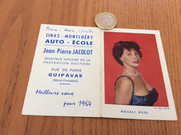 Calendrier 1964 « AUTO-ÉCOLE Jean-Pierre JACOLOT GUIPAVAS (29) /MAGALI NOEL » - Petit Format : 1961-70