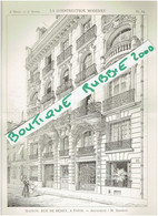 5 PLANS DESSINS 1896 PARIS 8° MAISON 24 RUE DE BERRI ARCHITECTE M. SERGENT - Paris