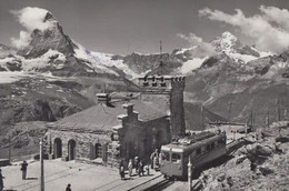 Swiss Zermatt Switzerland Railway Station Real Photo Postcard - Matt