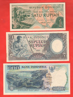 Indonesia 1 Rupiah 1961 + 10 Rupiah 1958 E 1000 Rupiah Del 1992 Indonesia  Bank - Indonesia
