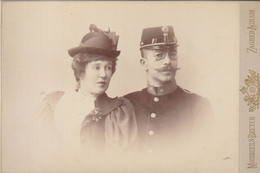 CROATIA  -  ZAGREB  -  CABINET PHOTO, CDV  -  LADY &  K. U. K. OFFICER -   PHOTO: MOSINGER: & BREYER  - 16,3  Cm X 10,8 - Antiche (ante 1900)