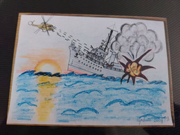 Ukraine Against Russia.  2022, War Through The Eyes Of Ukrainian Children - Children 's Drawing / Helicopter - Ukraine