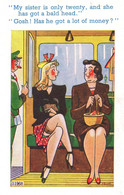 Bald Head Is Man Anti Gender Train Carriage 1970s Comic Postcard - Non Classés