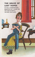 The Grave Of Lost Hopes Political Objector Sad Lady Antique Comic Postcard - Non Classés