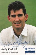 Andy Caddick Somerset England Cricket Club Team Player Hand Signed Photo - Críquet