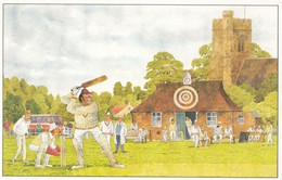 Cricket Crazy Batsman About To Hit Pavillion Target Bullseye Comic Postcard - Cricket