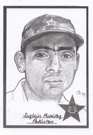 Saqlain Mushtaq Pakistan Cricket Artist Drawing Limited Edn Of 500 Postcard - Críquet