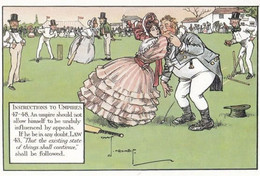 Woman In Fashion Dress Ballgown On Pitch Rare Cricketer Comic Humour Postcard - Críquet