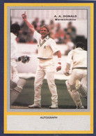 AA Donald Warwickshire Limited Edition Vintage Cricket Trading Photo Card - Cricket