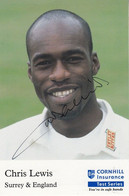 Chris Lewis Surrey Cricket Team Cornhill Insurance Hand Signed Card Photo - Cricket