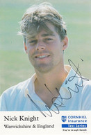 Nick Knight Warwickshire Cricket Team Cornhill Insurance Hand Signed Card Photo - Cricket