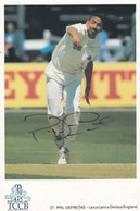 Phil Defreitas TCCB Derbyshire Cricket Hand Signed Card Photo - Cricket