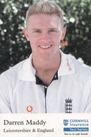 Darren Maddy Leicestershire Cricketer Cricket Cornhill Insurance Card Photo - Críquet