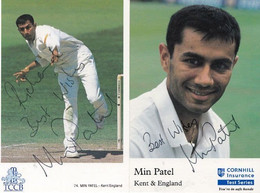 Min Patel Kent England Classic Classic Card 2x Hand Signed Photo S - Cricket