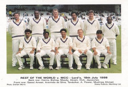 Rest Of The World 1988 International Team Cricket A Flower Saeed Anwar Postcard - Críquet
