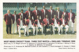 West Indies Vs England 1998 One Day Test International Team Cricket Postcard - Críquet