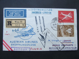 BRIEF Wien - Innsbruck - London 1961  ///  A9814 - Primeros Vuelos AUA