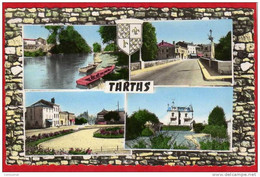 CPSM 40  TARTAS La Midouze - Le Pont - Place -chateau Multivues **  Format CPA 4 Vues - Tartas