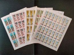 RUSSIA  MNH (**)1999 Fishing Mi716-720 , Yvert 6396-6400 - Full Sheets