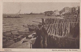Taranto Italy Italian Harbour View Fishing Net Nets Antique Postcard - Pêche