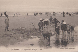 Wimereux Children Playing In Mud Fishing Plage Beach Antique French Postcard - Pêche