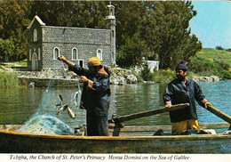 Tabgha Sea Of Galilee Boat Ship Fishing Fishermen St Peters Church Postcard - Pêche