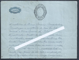 Certidão De Nascimento Da Horta, Açores Emitida Em 1911 Em Papel Selado De 100 Réis Com Sobrecarga (RP). Birth Certifica - Storia Postale