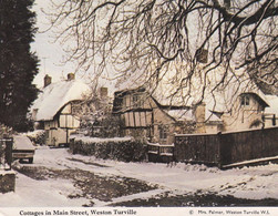 Weston Turville Main Street Christmas Snow Bucks Postcard - Buckinghamshire