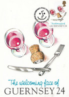 Wine Glass Cutlery The Welcoming Face Of Guernsey Stamp First Day Cover Postcard - Andere & Zonder Classificatie