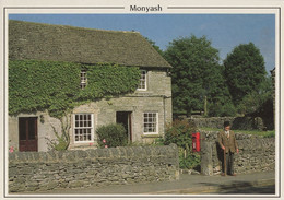 Elderly Man At Monyash Derby By Pillar Box Postcard - Derbyshire