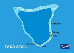 Marshall Islands Taka Atoll Map New Postcard * Carte Geographique * Landkarte - Marshall Islands