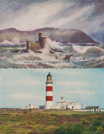 Isle Of Man Tower Of Refuge Disaster Weather & Lighthouse 2x Postcard S - Otros & Sin Clasificación