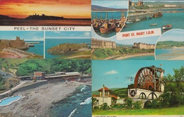 Peel Port Soderick Sunset Laxey Wheel Isle Of Man 4x 1970s Postcard - Otros & Sin Clasificación