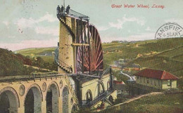 The Great Water Wheel Laxey Isle Of Man Aerial Antique Postcard - Altri & Non Classificati